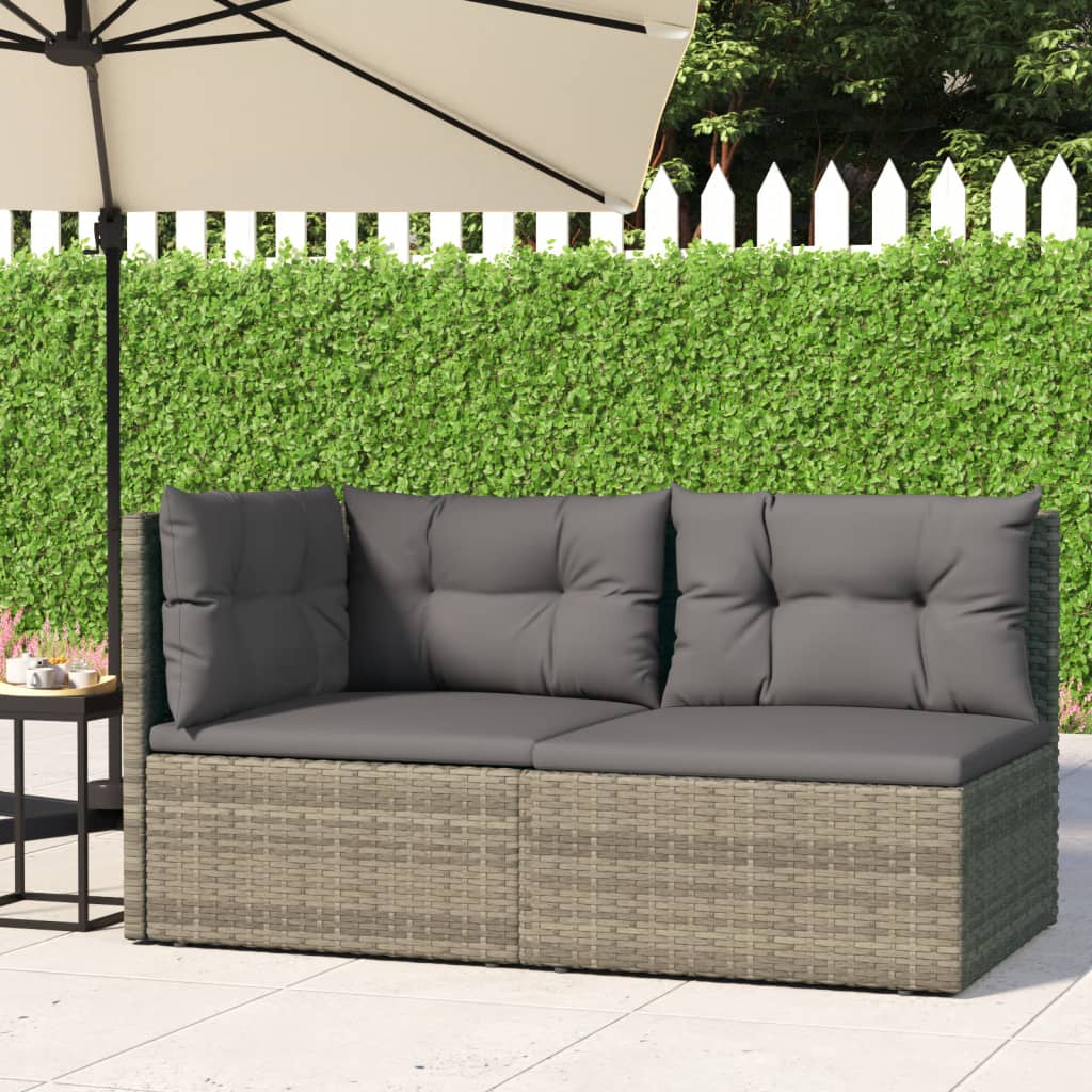 2 Piece Patio Lounge Set with Cushions Gray Poly Rattan - Soothe Seating