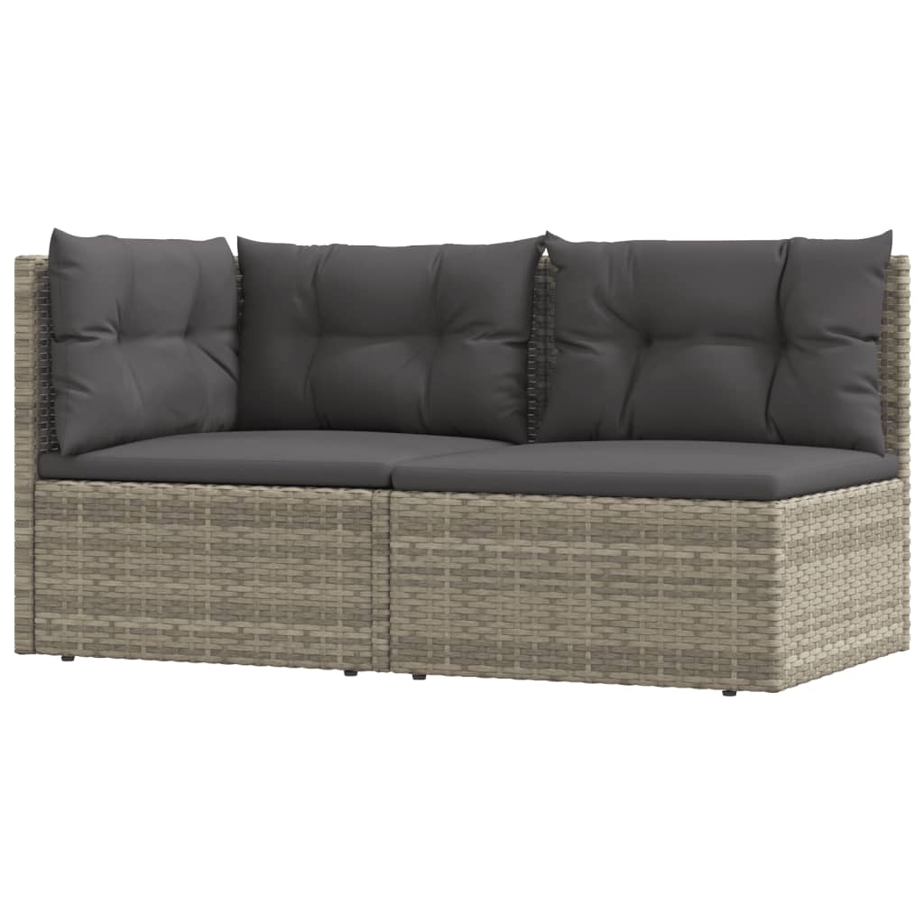 2 Piece Patio Lounge Set with Cushions Gray Poly Rattan - Soothe Seating