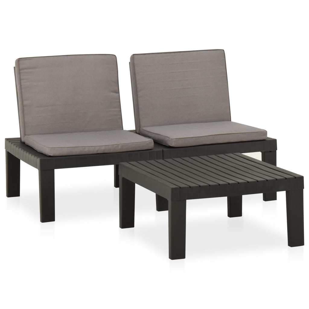 2 Piece Patio Lounge Set with Cushions Plastic Gray - Soothe Seating