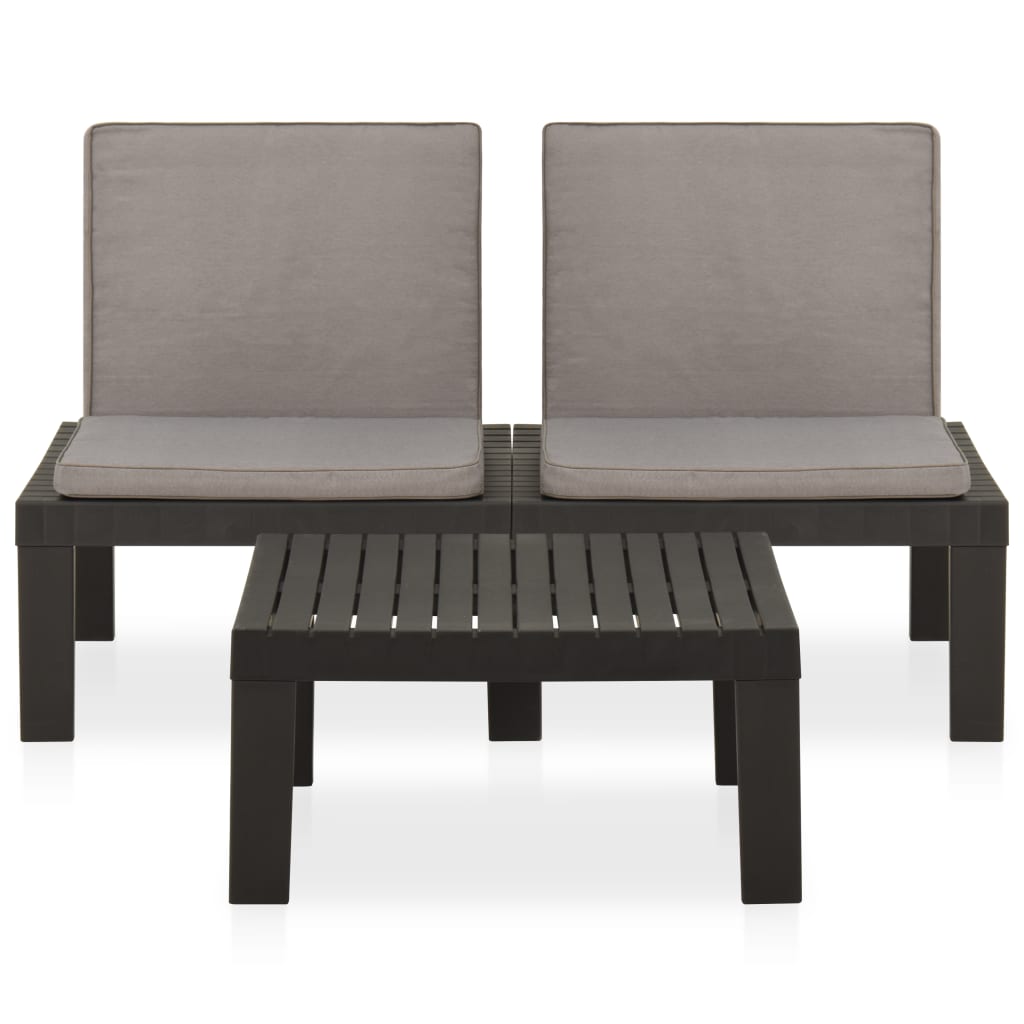 2 Piece Patio Lounge Set with Cushions Plastic Gray - Soothe Seating