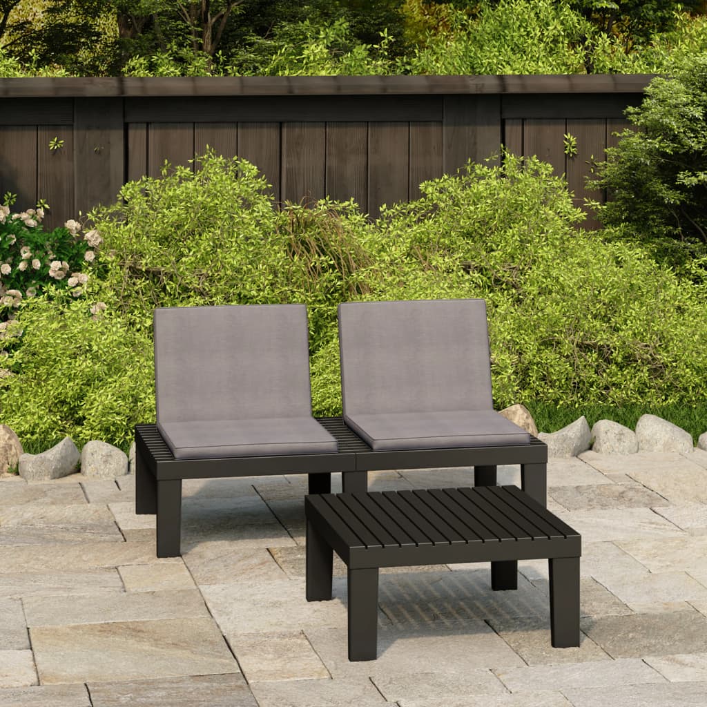 2 Piece Patio Lounge Set with Cushions Plastic Gray - Soothe Seating