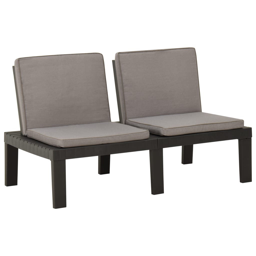 2 Piece Patio Lounge Set with Cushions Plastic Gray - Soothe Seating