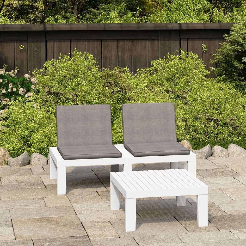 2 Piece Patio Lounge Set with Cushions Plastic White - Soothe Seating