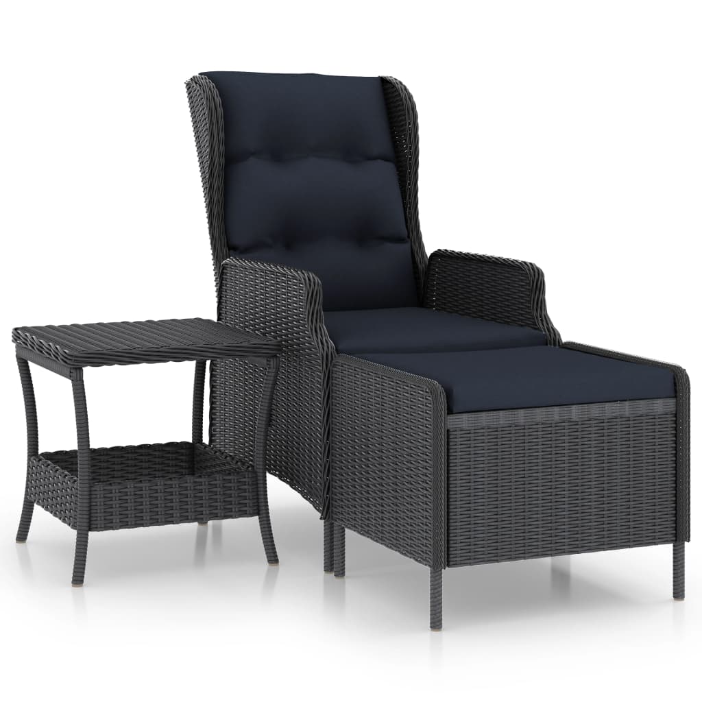 2 Piece Patio Lounge Set with Cushions Poly Rattan Dark Gray - Soothe Seating