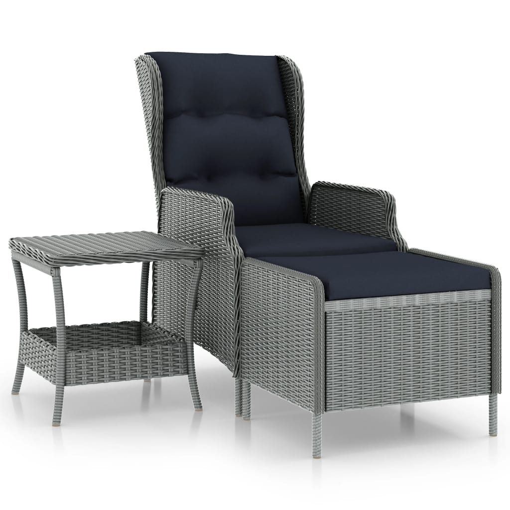 2 Piece Patio Lounge Set with Cushions Poly Rattan Light Gray - Soothe Seating