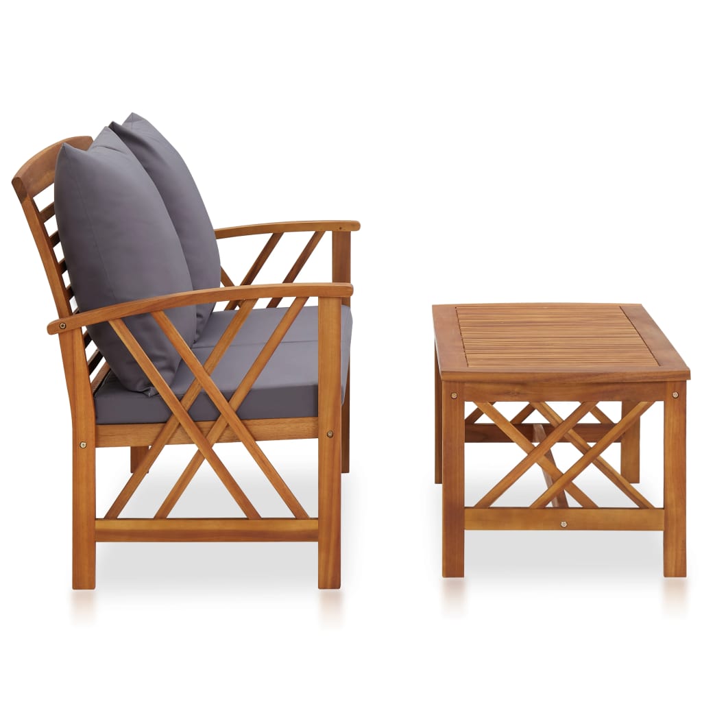 2 Piece Patio Lounge Set with Cushions Solid Acacia Wood - Soothe Seating