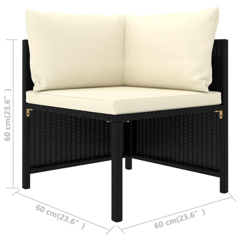 2 Piece Patio Sofa Set with Cushions Black Poly Rattan - Soothe Seating