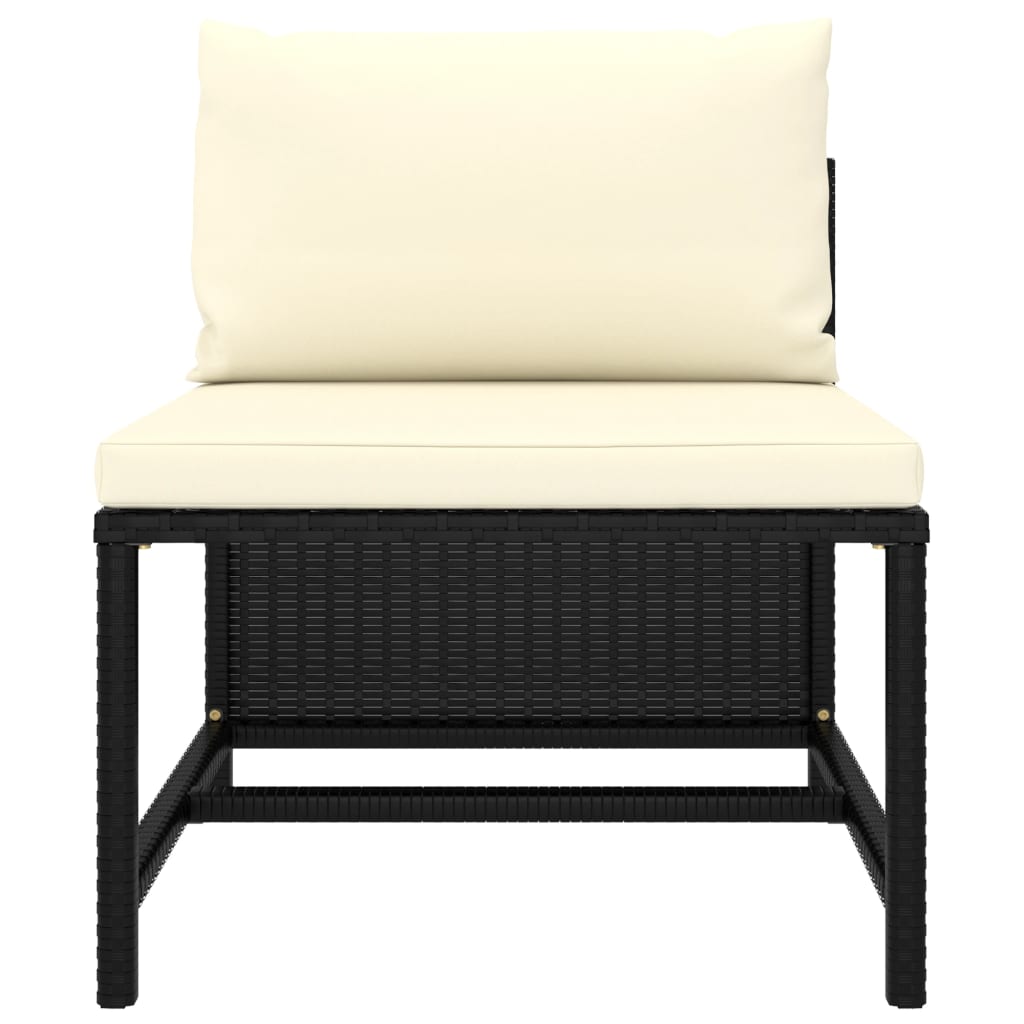 2 Piece Patio Sofa Set with Cushions Black Poly Rattan - Soothe Seating