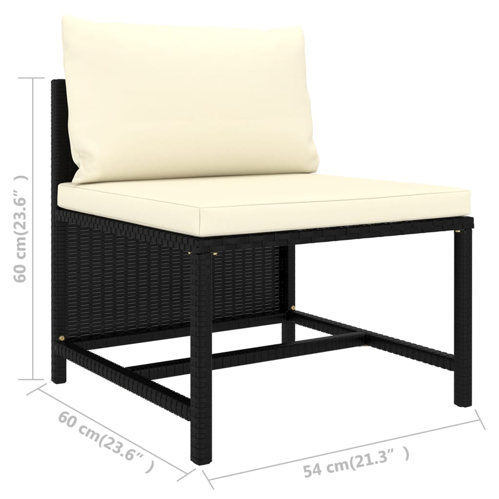 2 Piece Patio Sofa Set with Cushions Black Poly Rattan - Soothe Seating