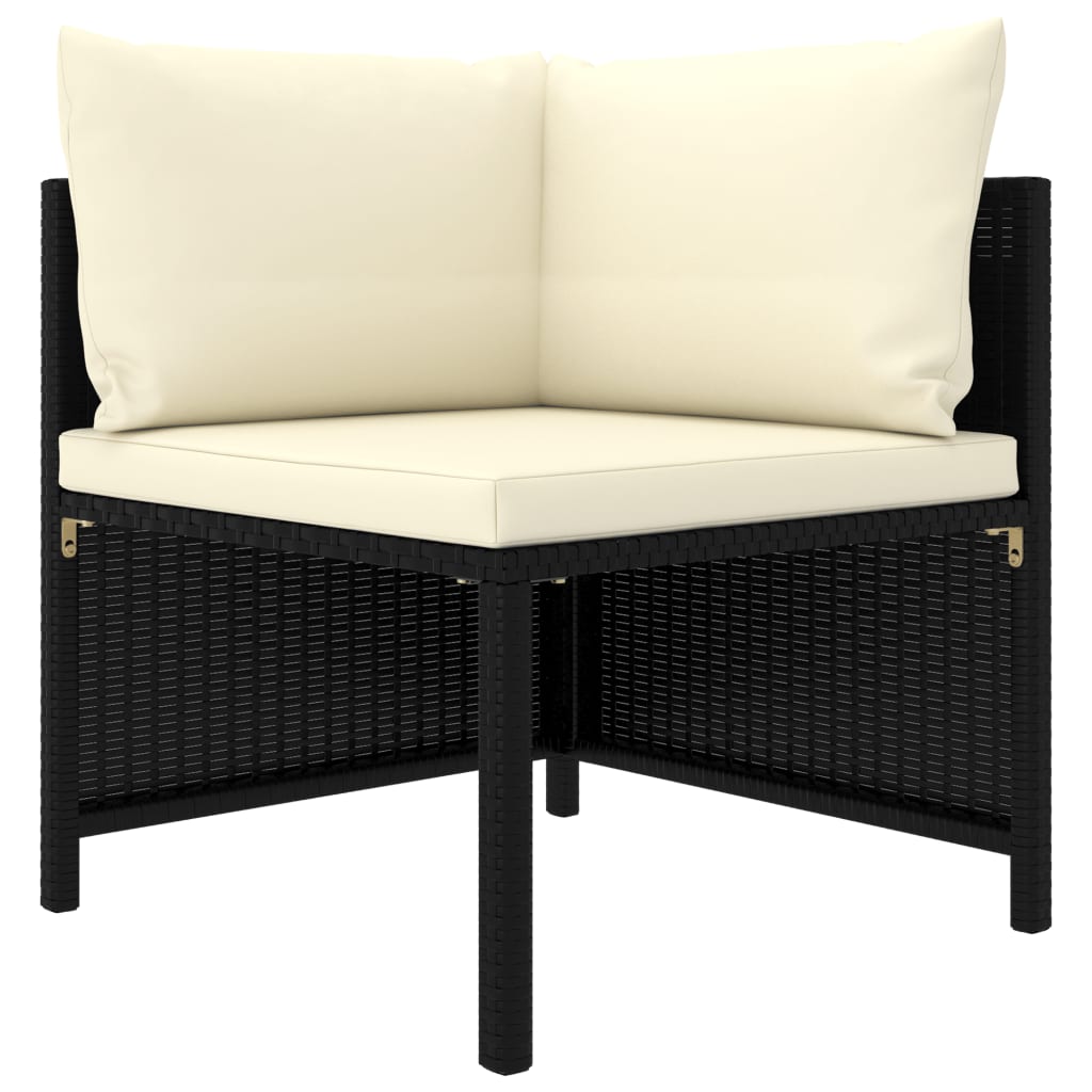 2 Piece Patio Sofa Set with Cushions Black Poly Rattan - Soothe Seating