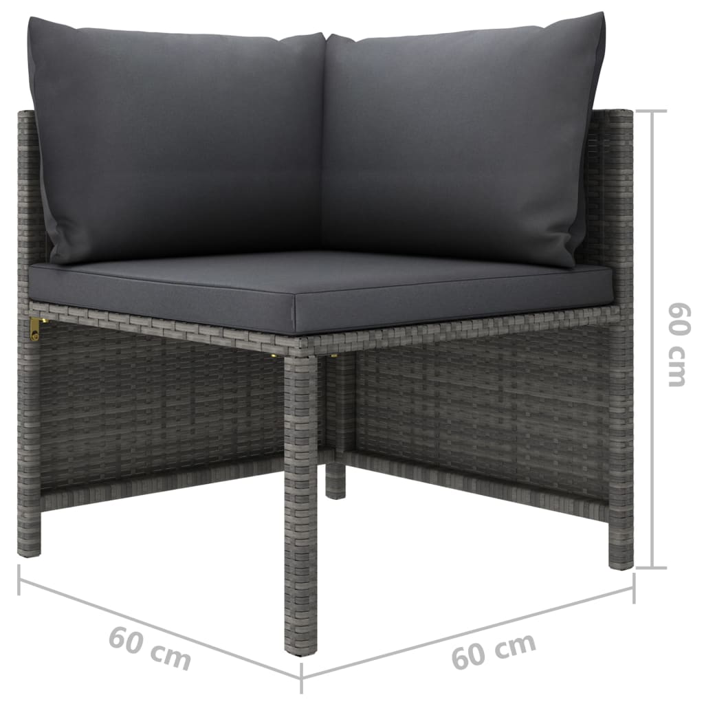 2 Piece Patio Sofa Set with Cushions Gray Poly Rattan - Soothe Seating