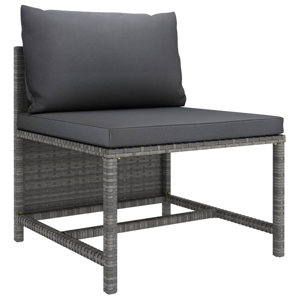 2 Piece Patio Sofa Set with Cushions Gray Poly Rattan - Soothe Seating