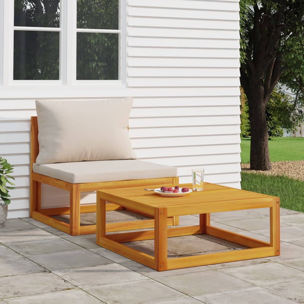 2 Piece Patio Sofa Set with Cushions Solid Wood Acacia - Soothe Seating