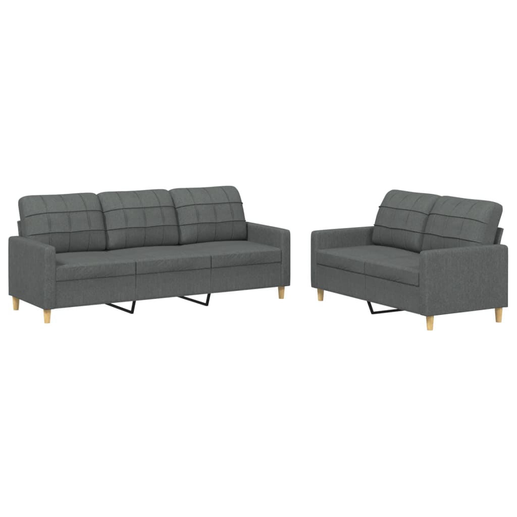 2 Piece Sofa Set with Cushions Dark Gray Fabric - Soothe Seating