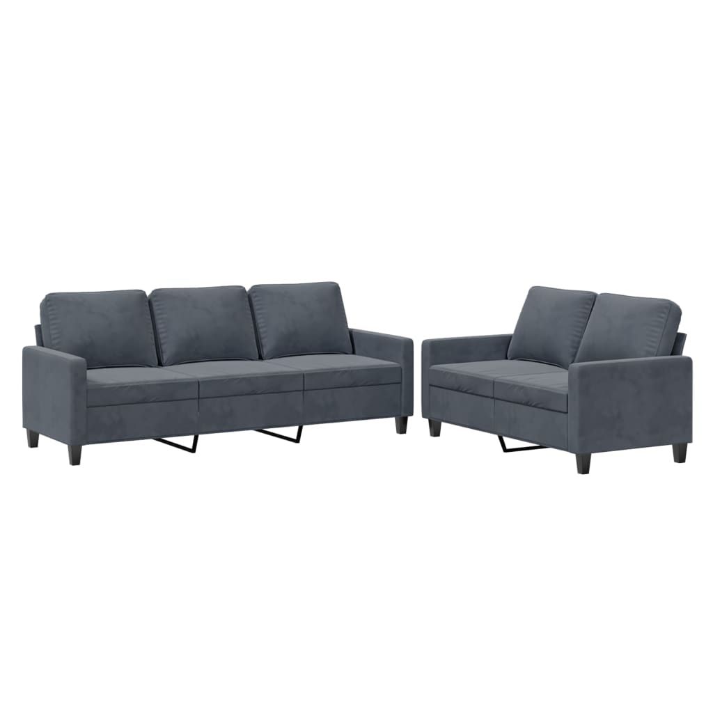 2 Piece Sofa Set with Cushions Dark Gray Velvet - Soothe Seating