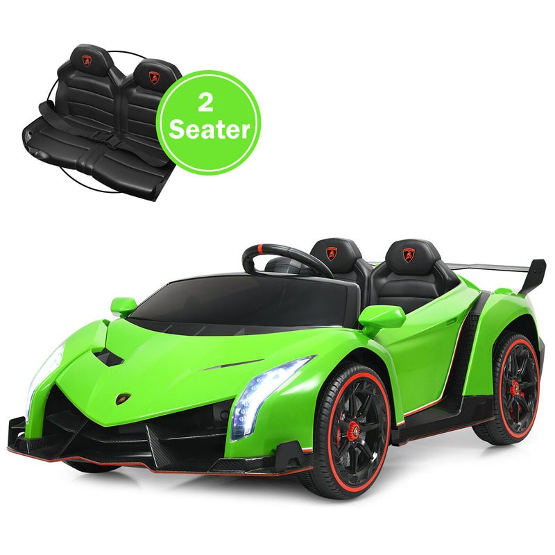 2-Seater Kids Ride On Car 12V Licensed Lamborghini Poison Electric Vehicle with Remote Control & LED Lights Swing Mode - Soothe Seating