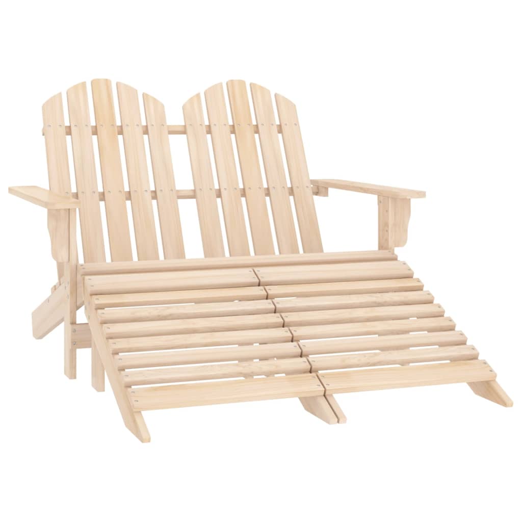 2-Seater Patio Adirondack Chair & Ottoman Fir Wood - Soothe Seating