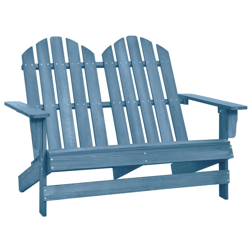 2-Seater Patio Adirondack Chair Solid Wood Fir Blue - Soothe Seating