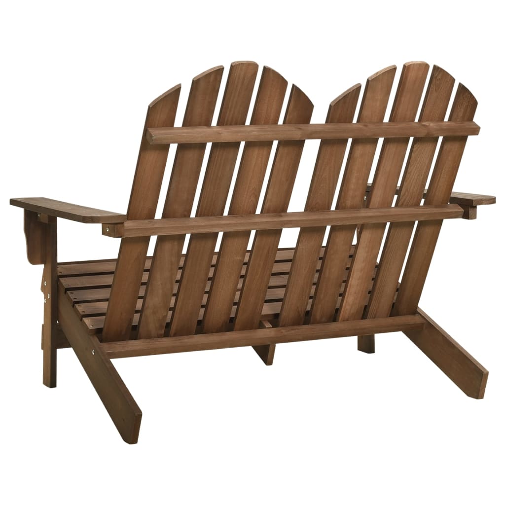 2-Seater Patio Adirondack Chair Solid Wood Fir Brown - Soothe Seating