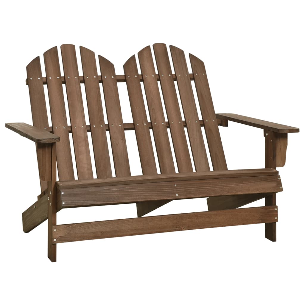 2-Seater Patio Adirondack Chair Solid Wood Fir Brown - Soothe Seating