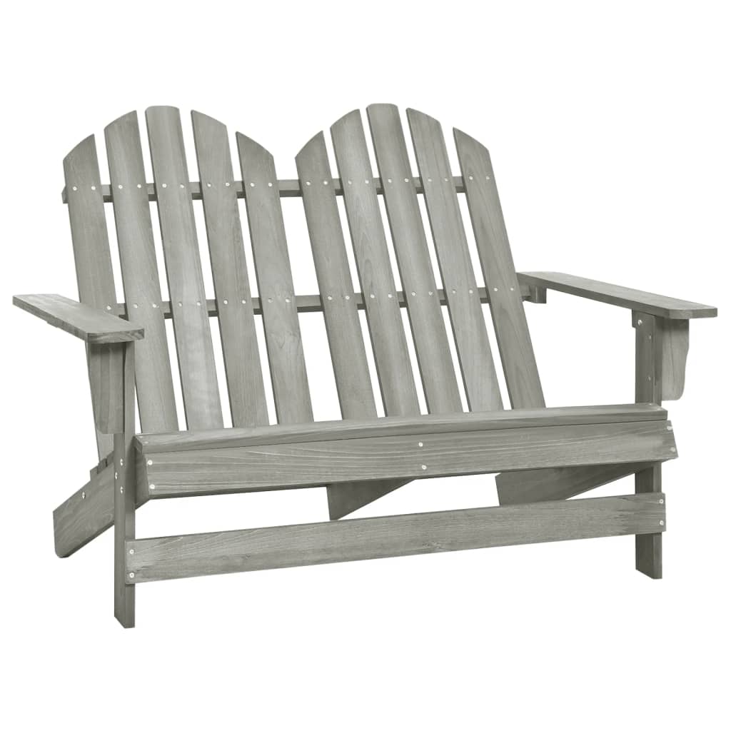 2-Seater Patio Adirondack Chair Solid Wood Fir Gray - Soothe Seating