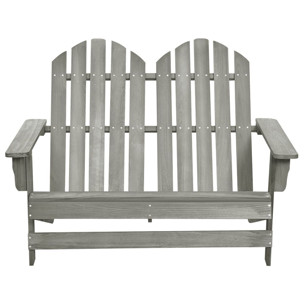 2-Seater Patio Adirondack Chair Solid Wood Fir Gray - Soothe Seating