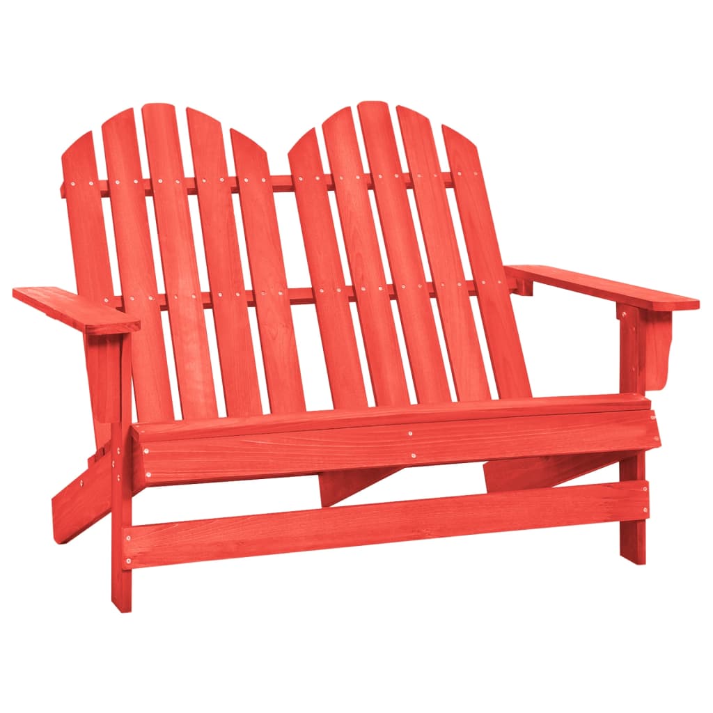 2-Seater Patio Adirondack Chair Solid Wood Fir Red - Soothe Seating