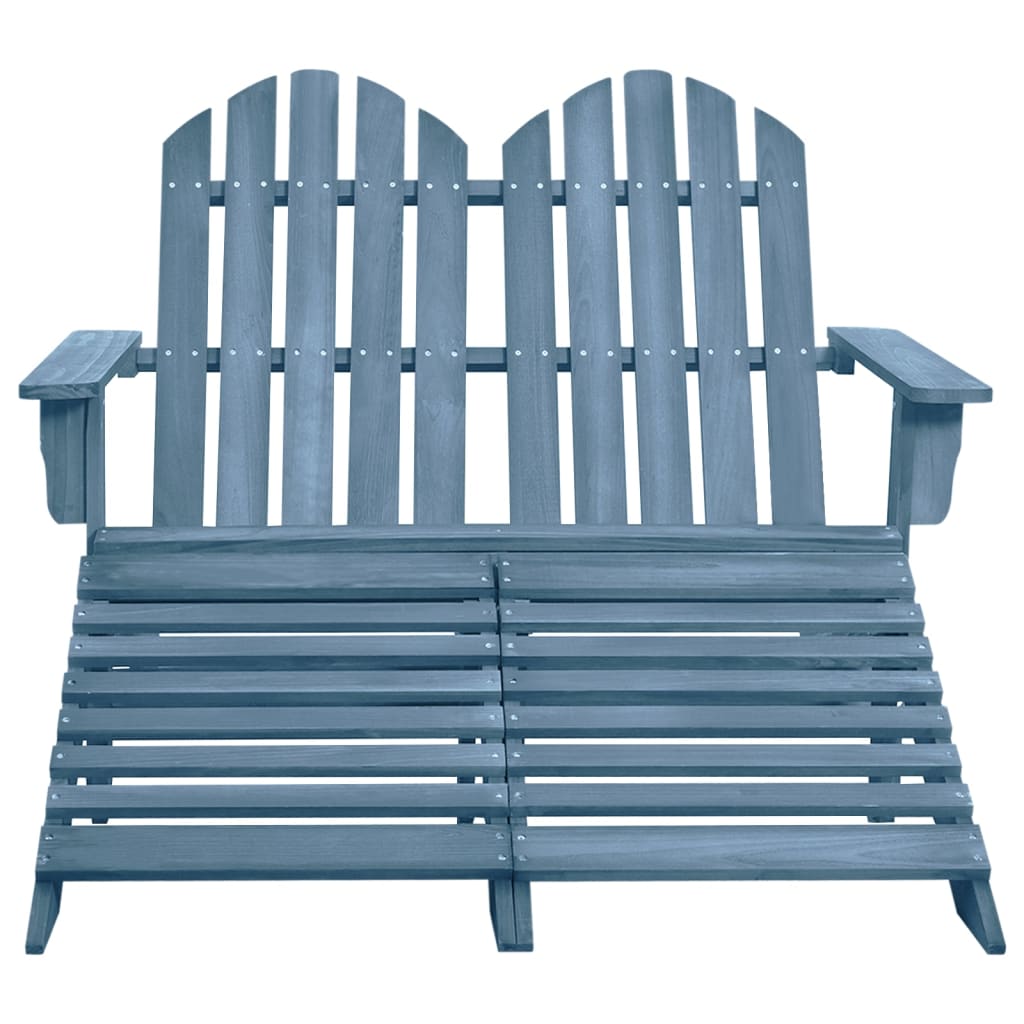 2-Seater Patio Adirondack Chair&Ottoman Fir Wood Blue - Soothe Seating