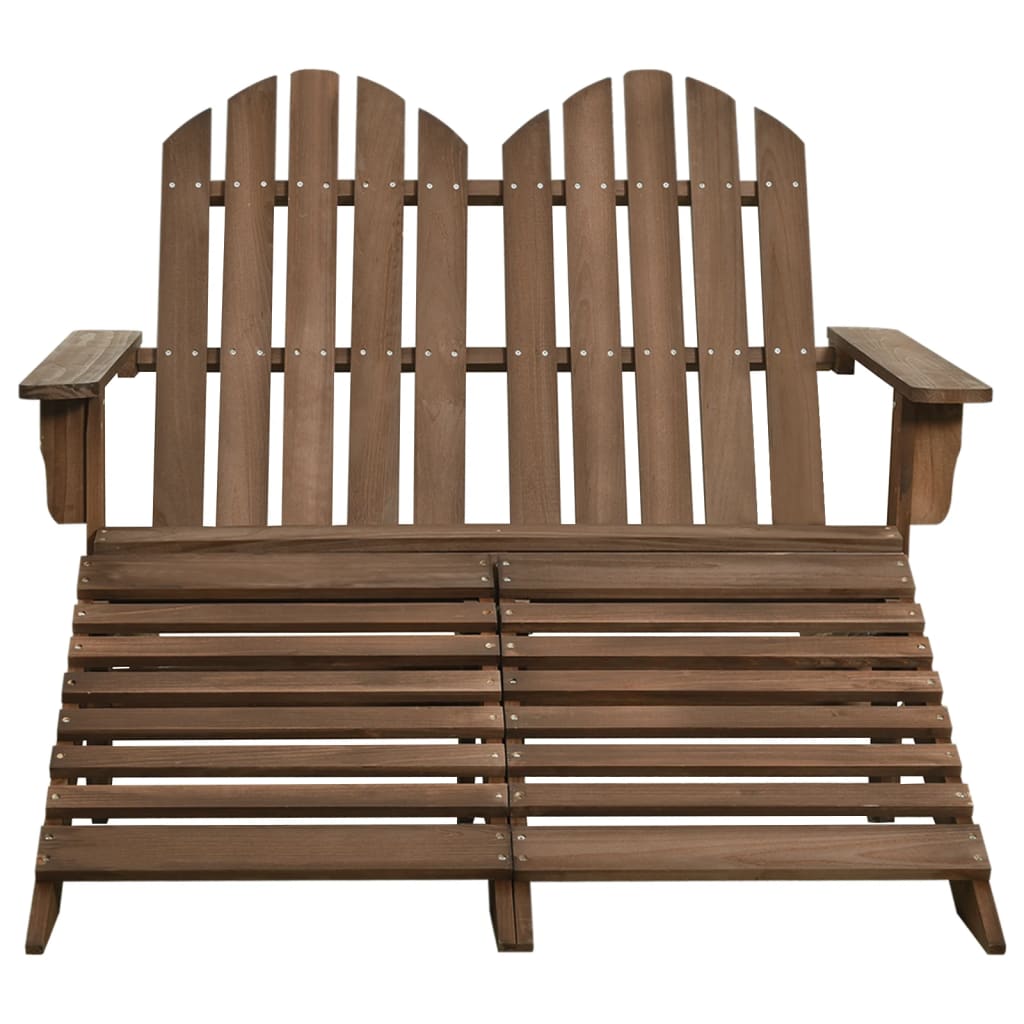 2-Seater Patio Adirondack Chair&Ottoman Fir Wood Brown - Soothe Seating