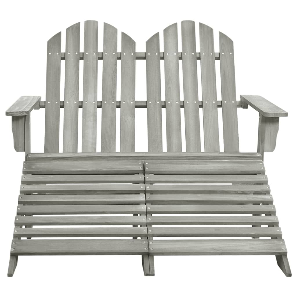 2-Seater Patio Adirondack Chair&Ottoman Fir Wood Gray - Soothe Seating