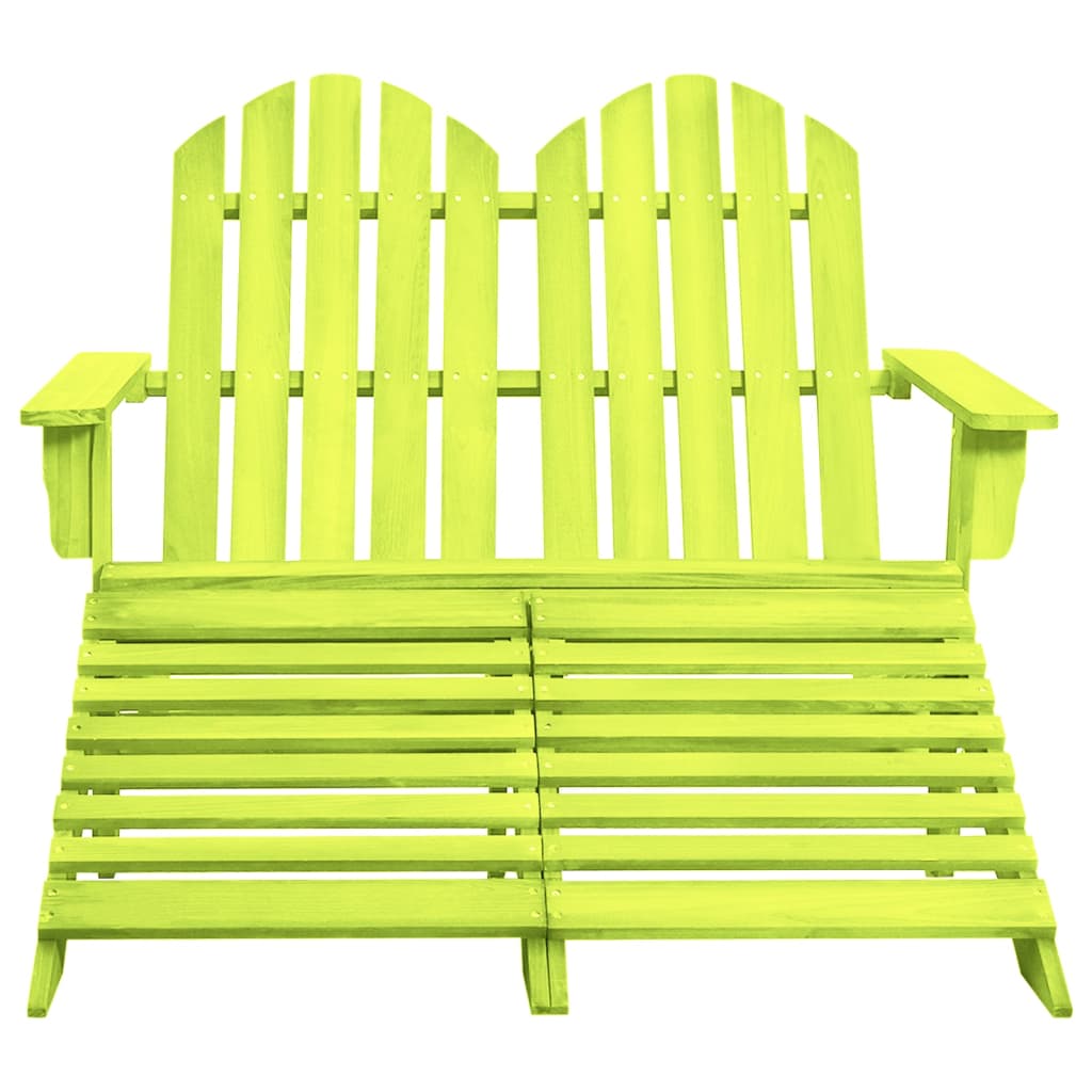 2-Seater Patio Adirondack Chair&Ottoman Fir Wood Green - Soothe Seating