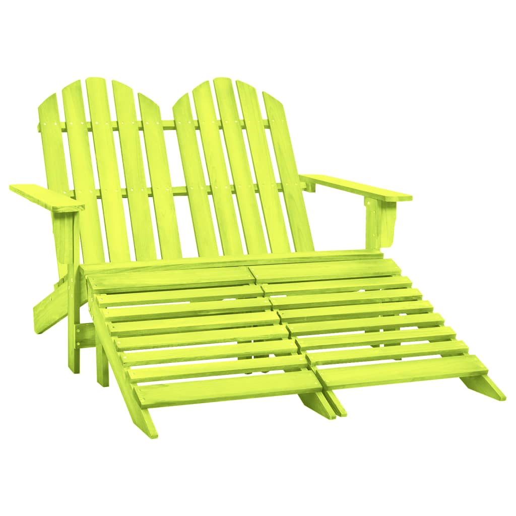 2-Seater Patio Adirondack Chair&Ottoman Fir Wood Green - Soothe Seating