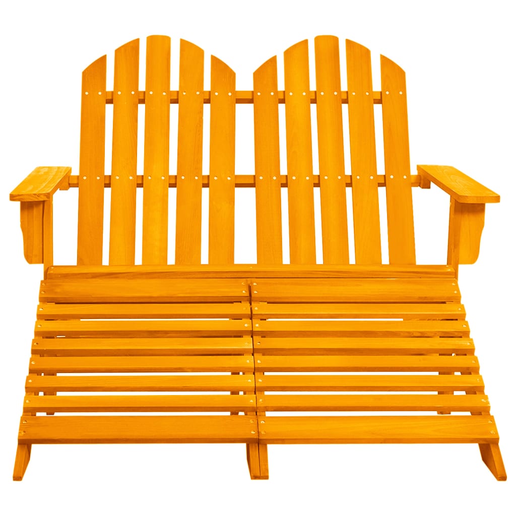 2-Seater Patio Adirondack Chair&Ottoman Fir Wood Orange - Soothe Seating