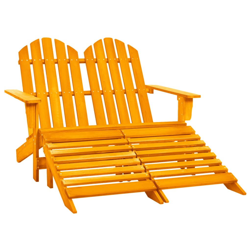 2-Seater Patio Adirondack Chair&Ottoman Fir Wood Orange - Soothe Seating