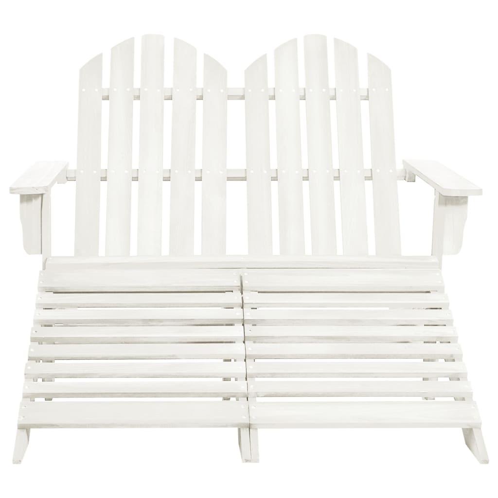 2-Seater Patio Adirondack Chair&Ottoman Fir Wood White - Soothe Seating