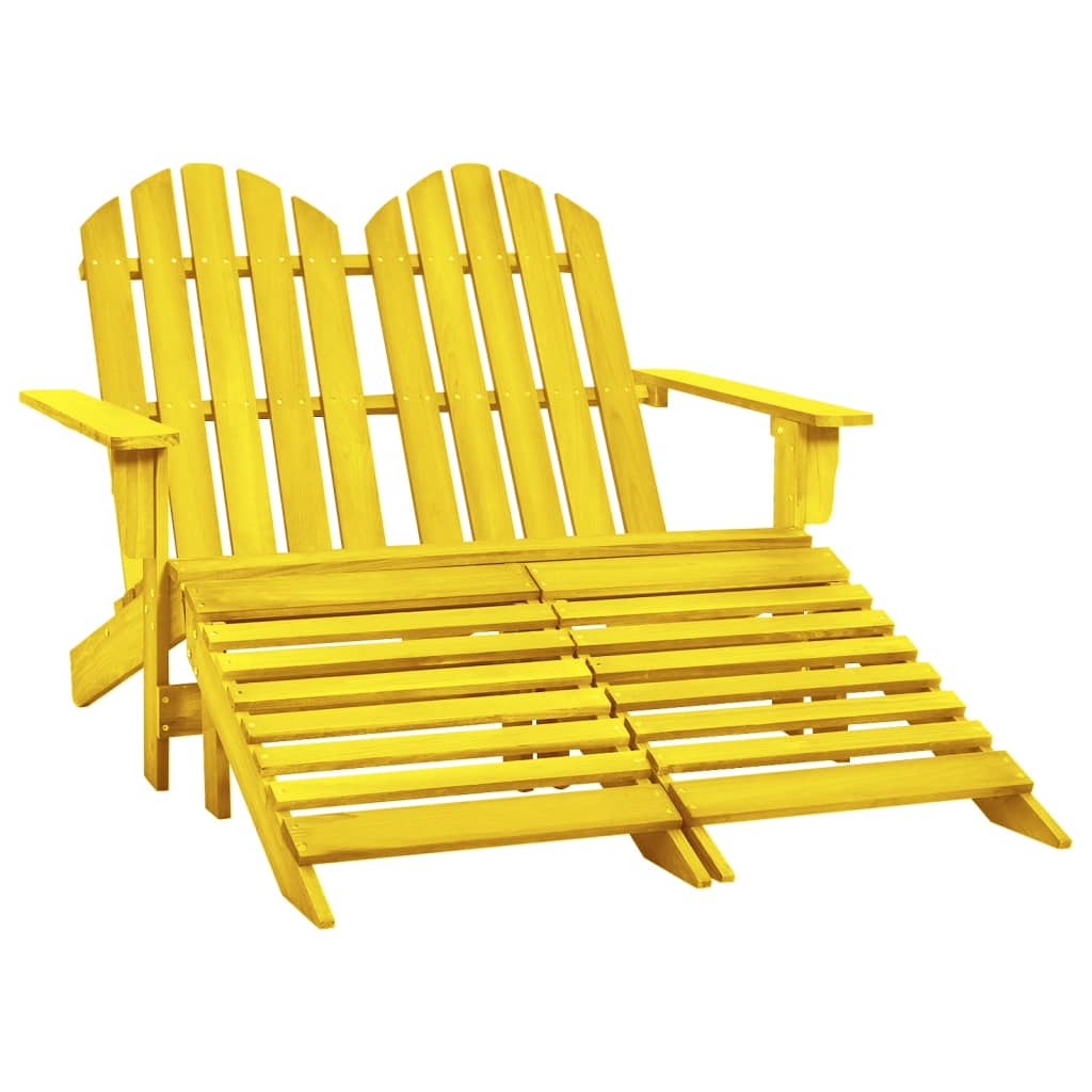 2-Seater Patio Adirondack Chair&Ottoman Fir Wood Yellow - Soothe Seating