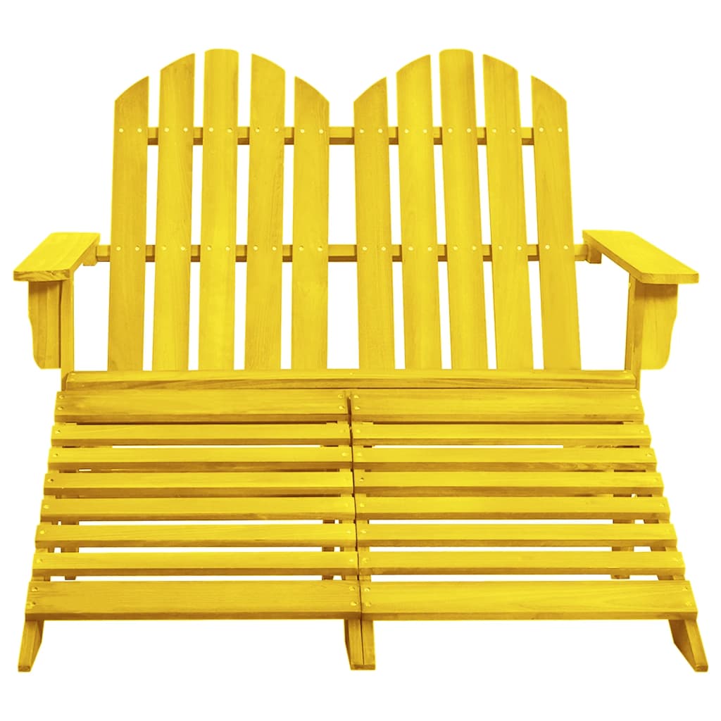 2-Seater Patio Adirondack Chair&Ottoman Fir Wood Yellow - Soothe Seating