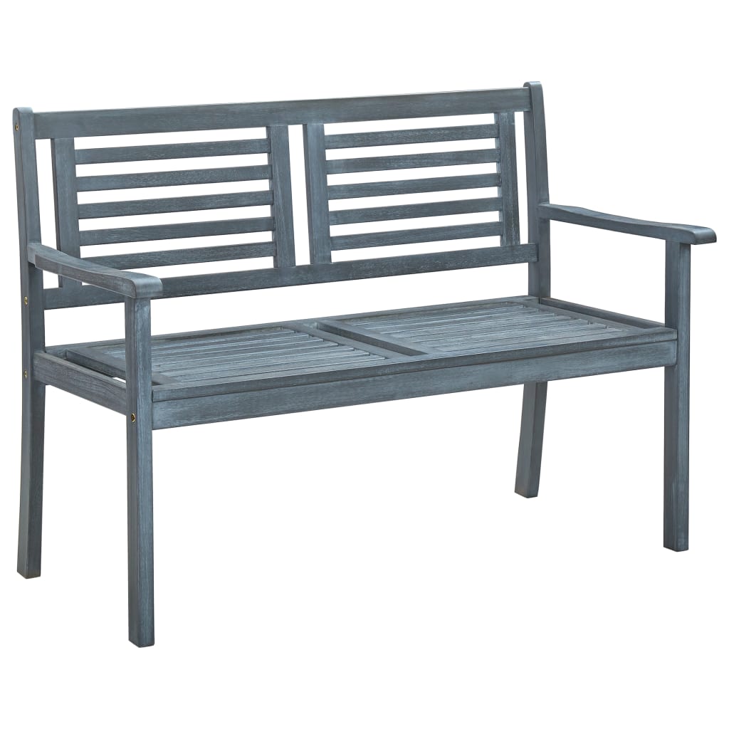 2-Seater Patio Bench 47.2" Gray Solid Eucalyptus Wood - Soothe Seating