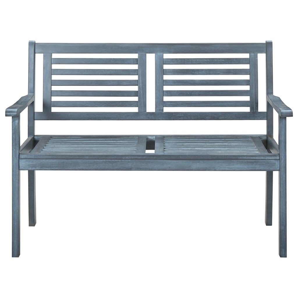 2-Seater Patio Bench 47.2" Gray Solid Eucalyptus Wood - Soothe Seating