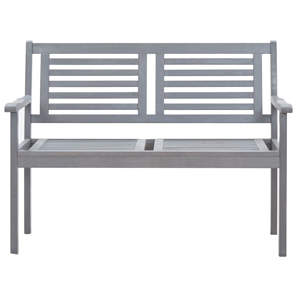 2-Seater Patio Bench 47.2" Gray Solid Wood Eucalyptus - Soothe Seating