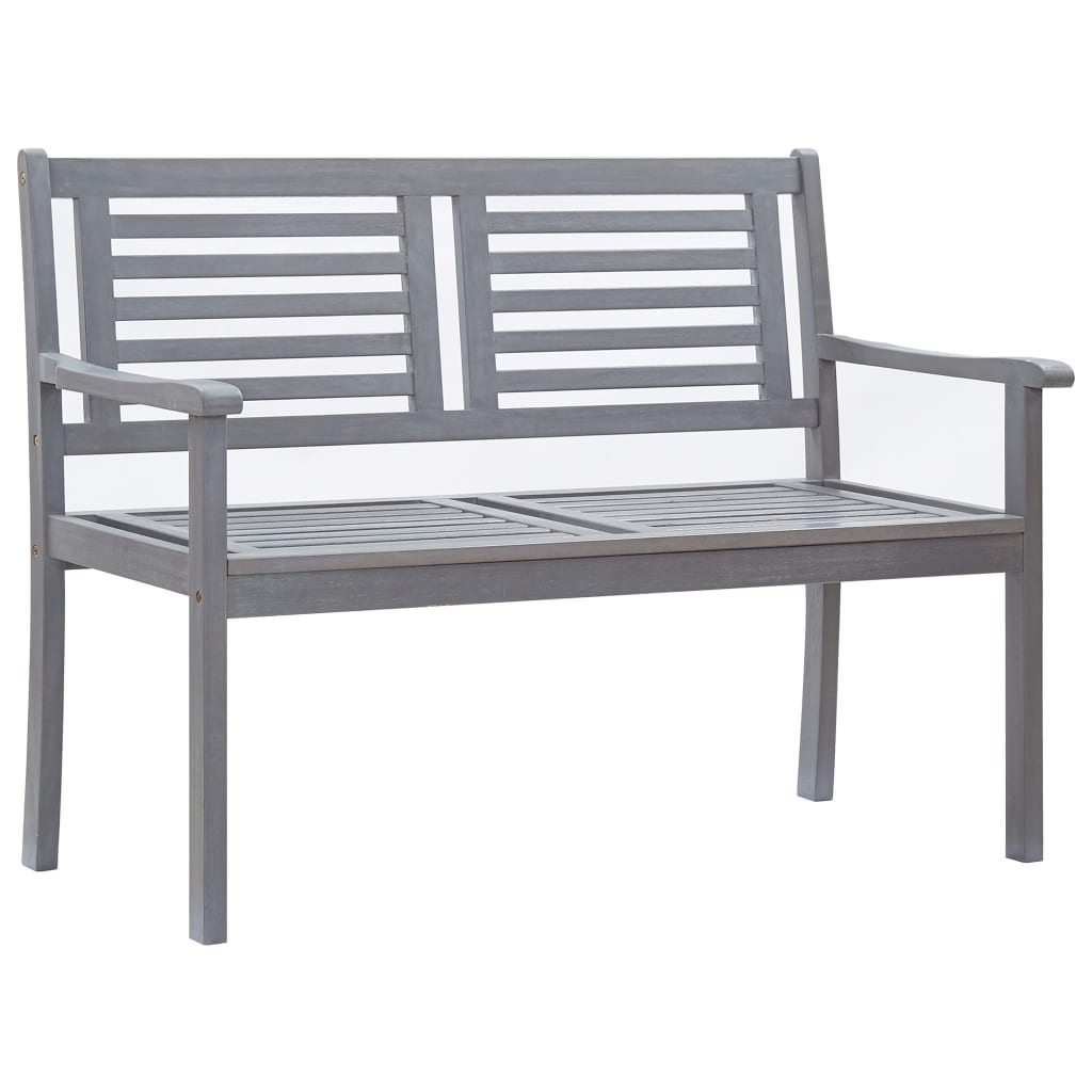 2-Seater Patio Bench 47.2" Gray Solid Wood Eucalyptus - Soothe Seating