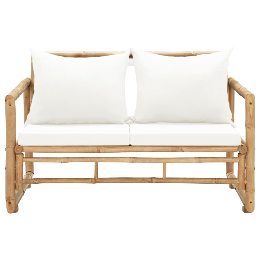 2 Seater Patio Sofa with Cushions Bamboo - Soothe Seating