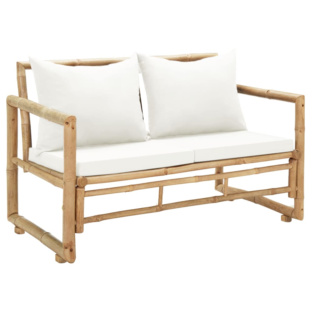 2 Seater Patio Sofa with Cushions Bamboo - Soothe Seating