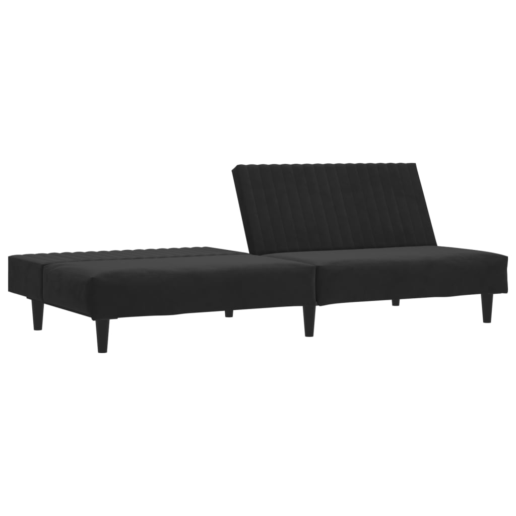 2-Seater Sofa Bed Black Velvet - Soothe Seating