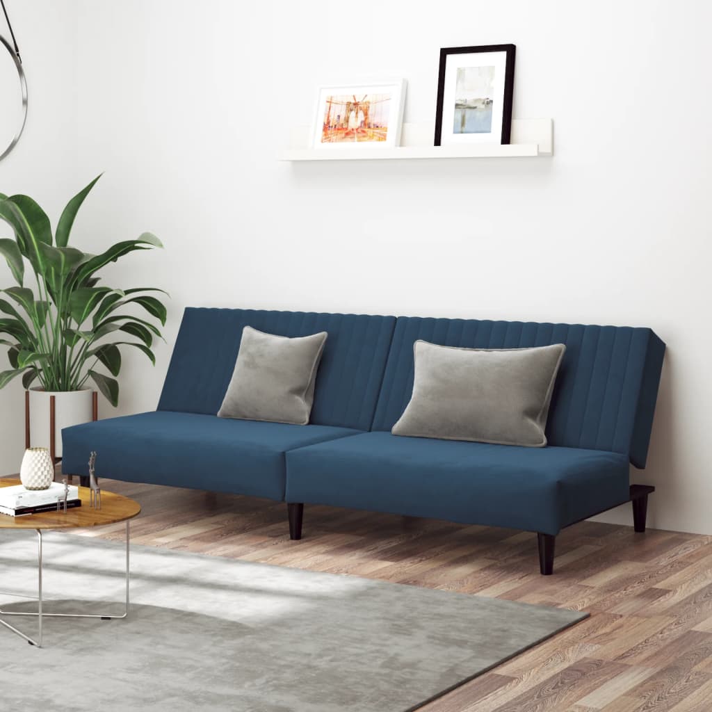 2-Seater Sofa Bed Blue Velvet - Soothe Seating