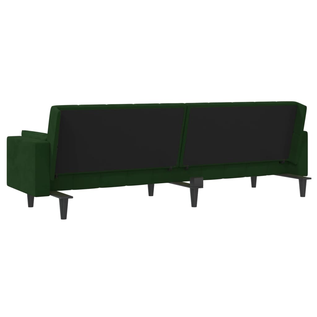 2-Seater Sofa Bed with Two Pillows Dark Green Velvet - Soothe Seating