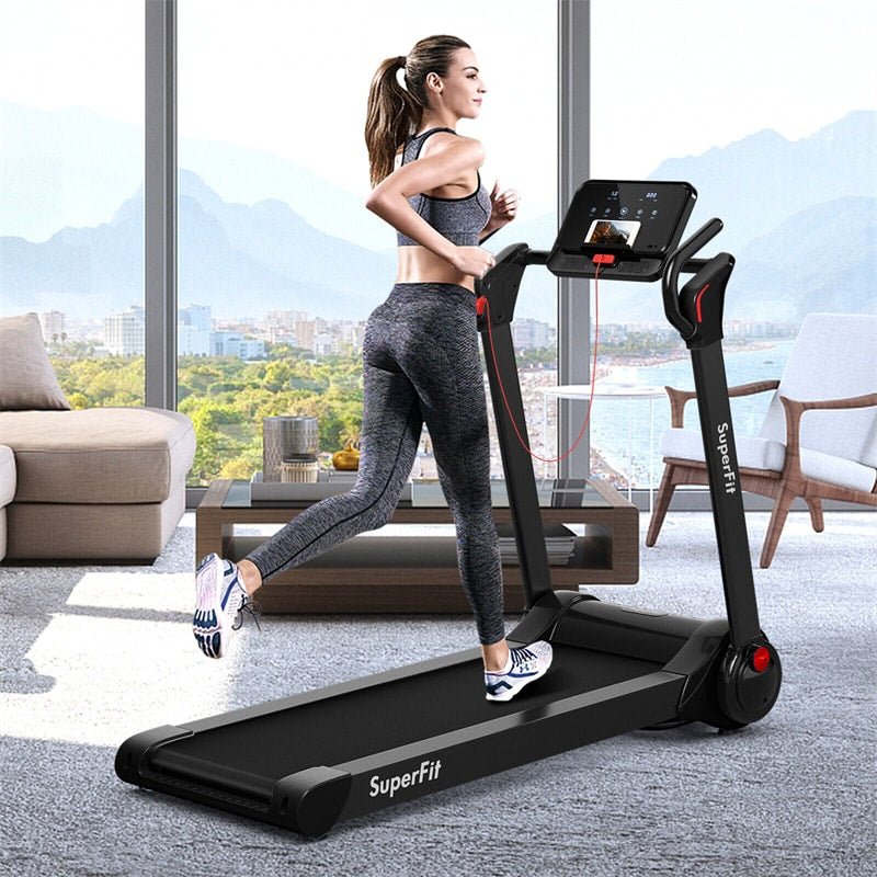 2.25HP Electric Folding Treadmill Motorized Running Machine with LED Display & Bluetooth Speaker APP Control - Soothe Seating