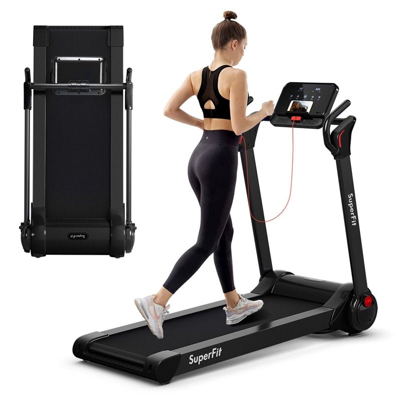 2.25HP Electric Folding Treadmill Motorized Running Machine with LED Display & Bluetooth Speaker APP Control - Soothe Seating