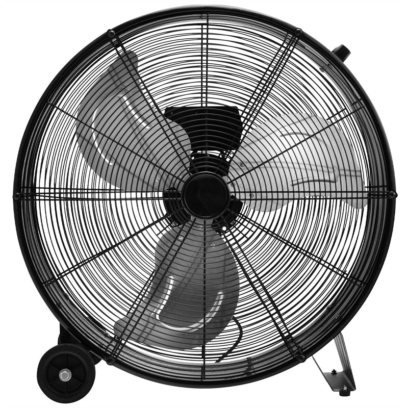 24" High-Velocity Industrial Drum Fan 3-Speed Portable Heavy-Duty Fan with Aluminum Blades & Built-in Wheels - Soothe Seating