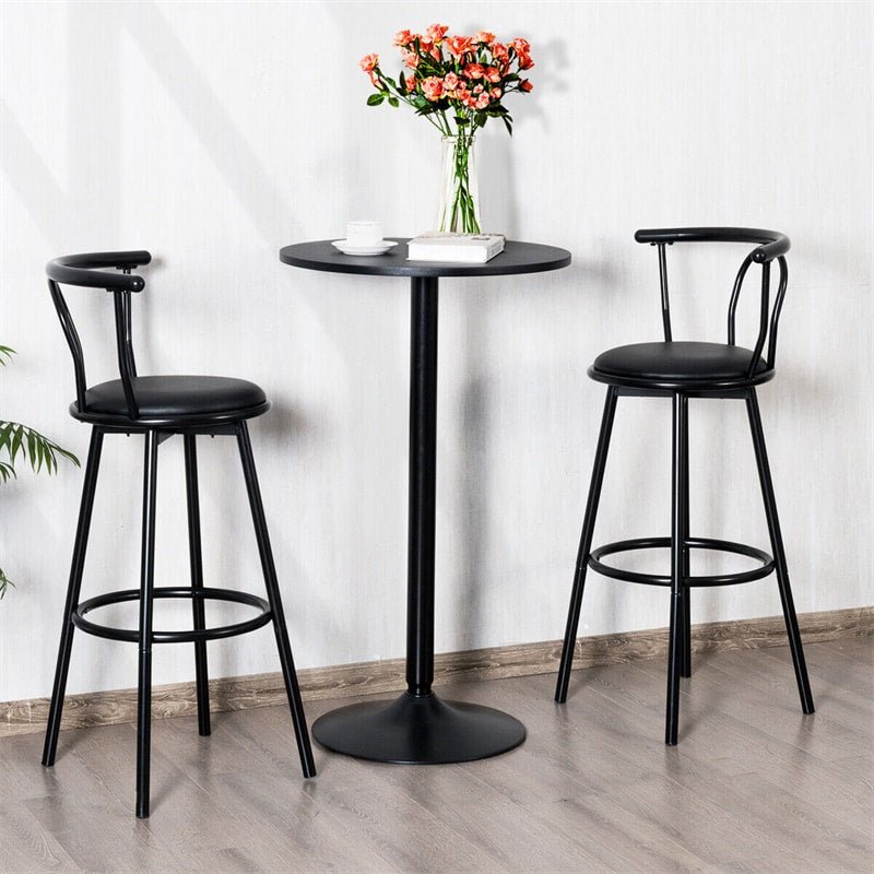 24" Round Bistro Pub Table Modern Bar Height Cocktail Table with Metal Base - Soothe Seating